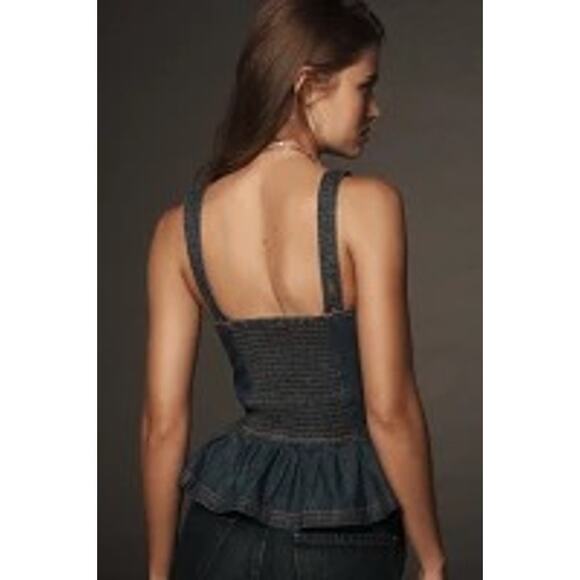 ANTHROPOLOGIE- NWT- PILCO EMBROIDERED PEPLUM CROSET JEAN TOP Sz:XXS Ret$98. - Picture 4 of 4